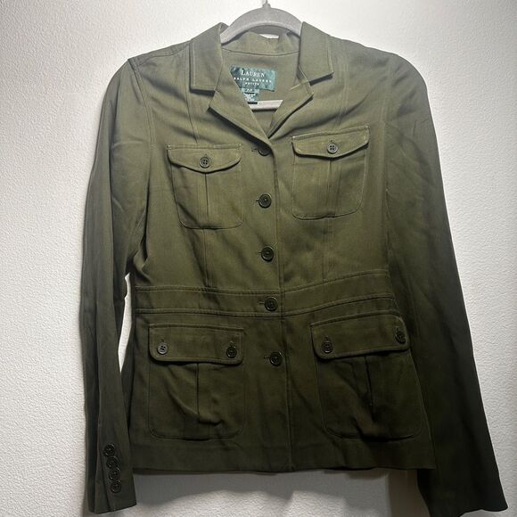 Ralph Lauren 100% Silk Utility Long Sleeve Button Down - Picture 2 of 6